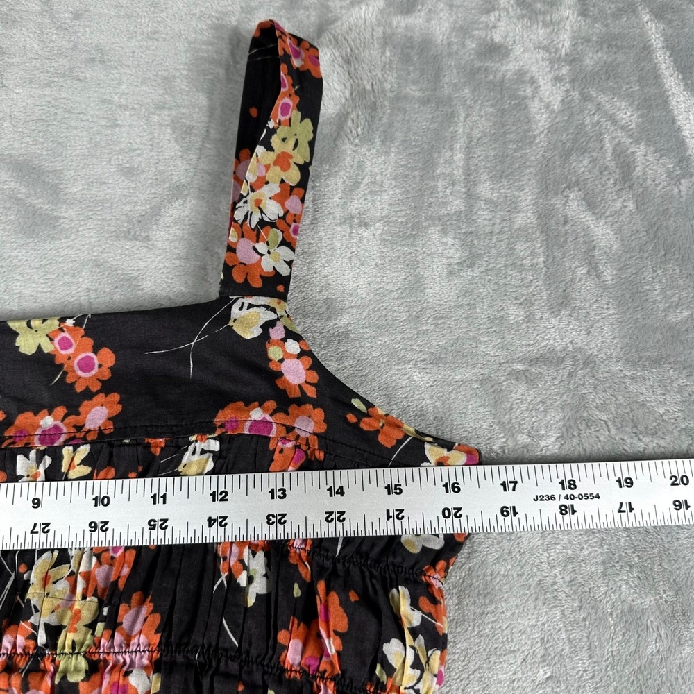 Gap Floral Sundress Women 6 Black Smocked Square Neck Cottagecore Boho Feminine - Picture 5 of 9